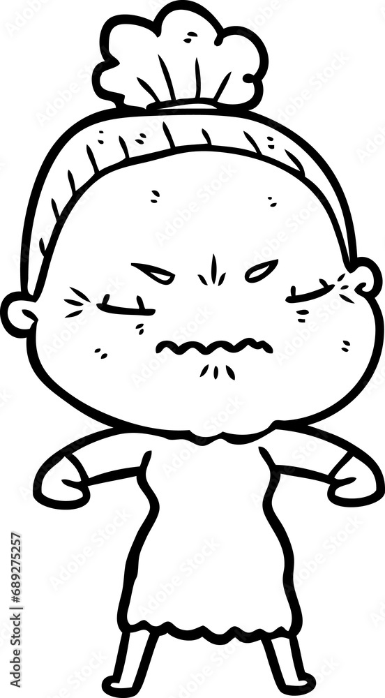 Fototapeta premium cartoon annoyed old lady
