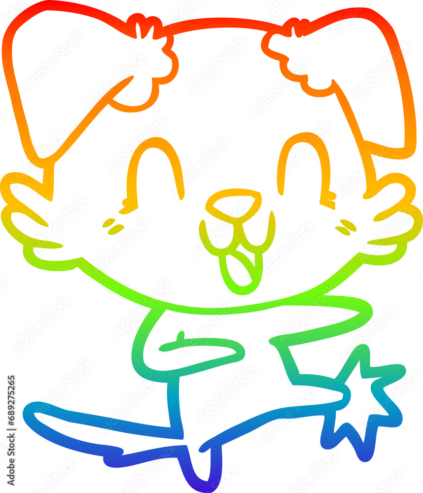 rainbow gradient line drawing of a laughing cartoon dog rainbow gradient line drawing of a laughing cartoon dog