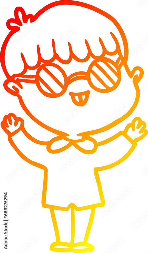 warm gradient line drawing of a cartoon boy wearing spectacles warm gradient line drawing of a cartoon boy wearing spectacles