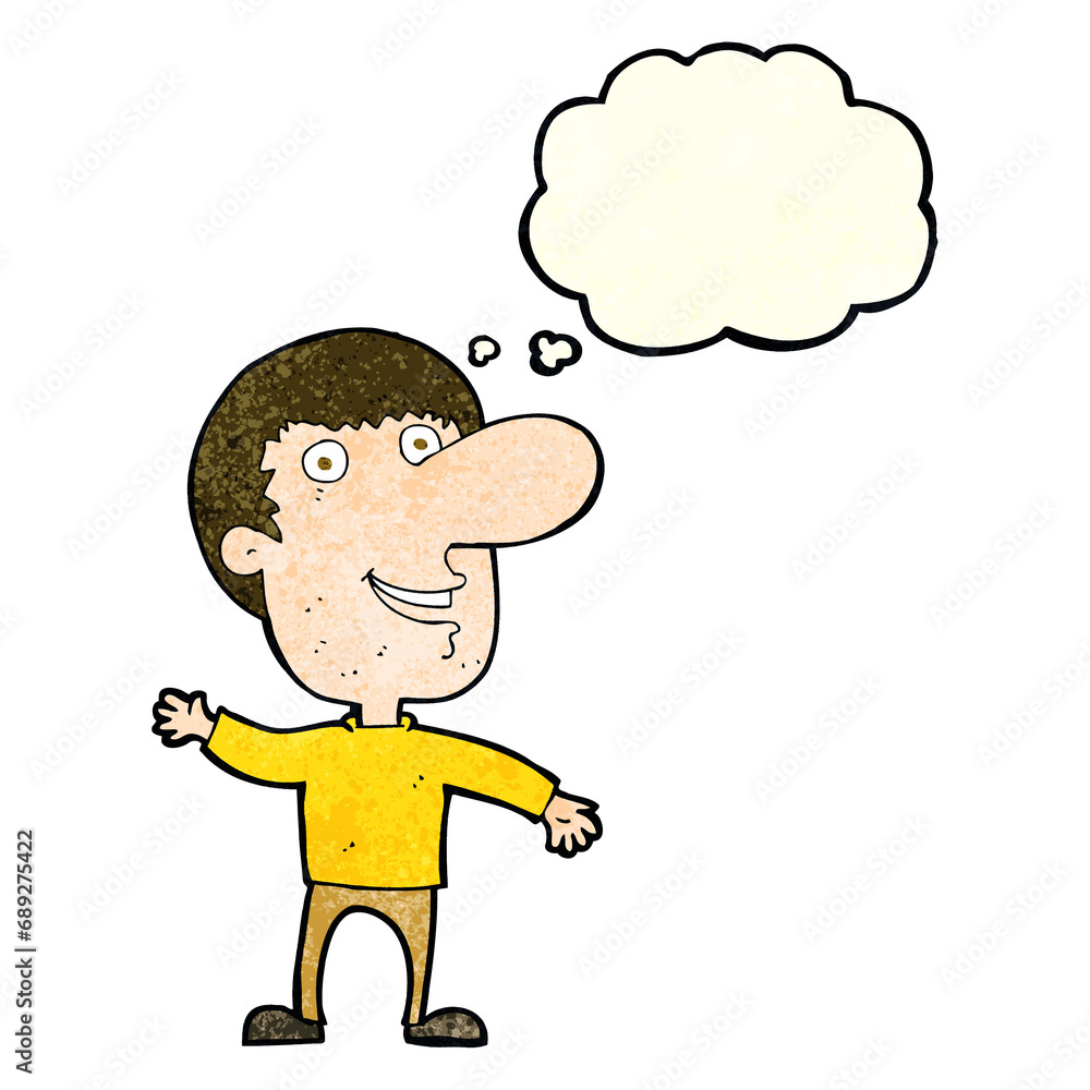 cartoon waving man with thought bubble cartoon waving man with thought bubble