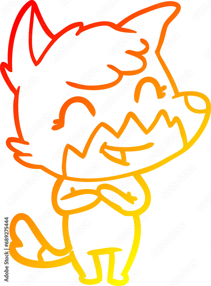 warm gradient line drawing of a happy cartoon fox warm gradient line drawing of a happy cartoon fox