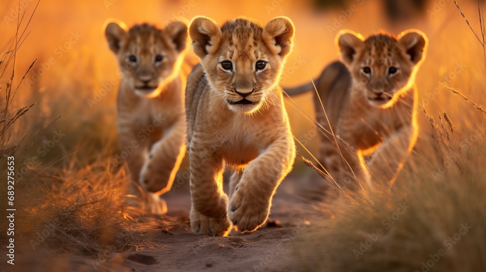 A glimpse of lion cubs in their natural habitat