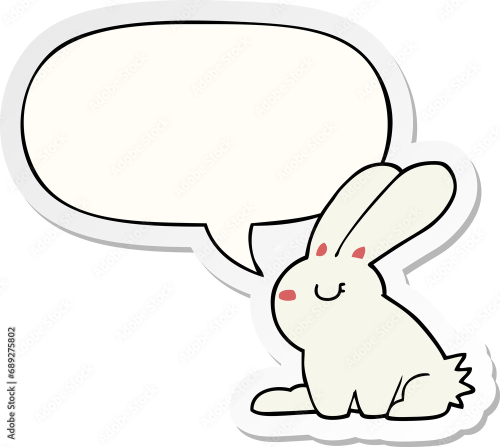 cartoon rabbit with speech bubble sticker cartoon rabbit with speech bubble sticker