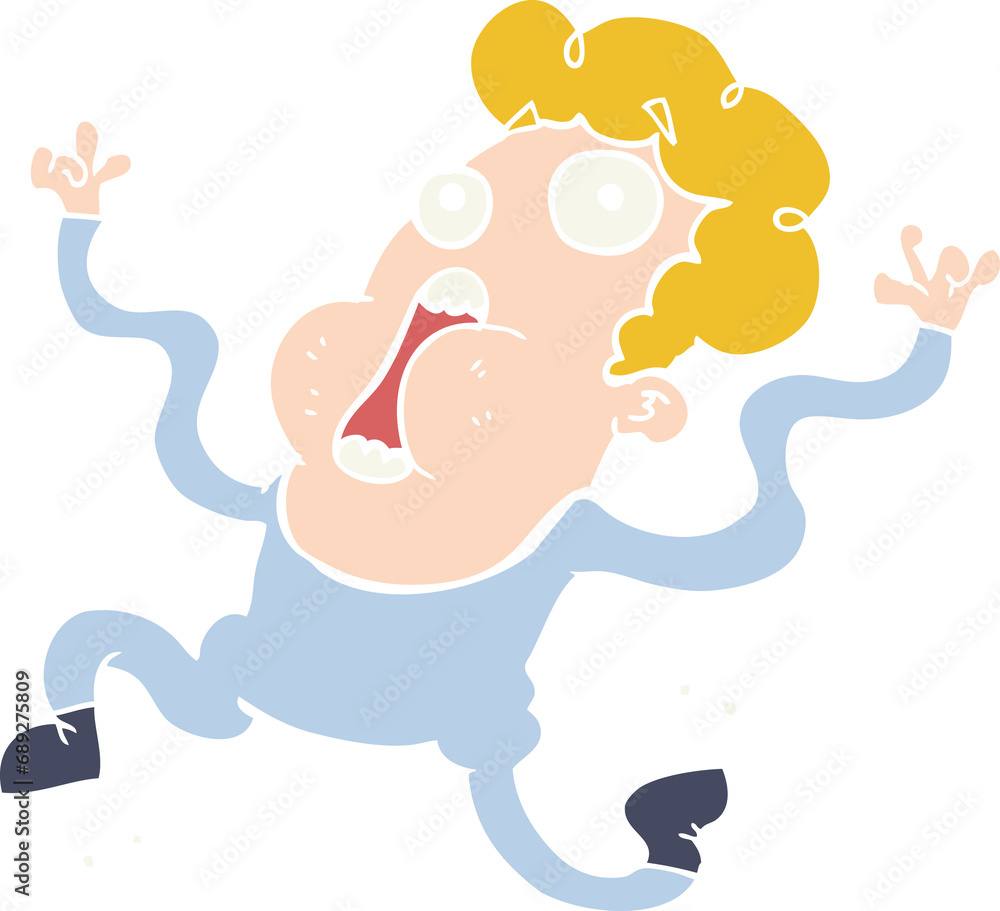 flat color style cartoon terrified man flat color style cartoon terrified man