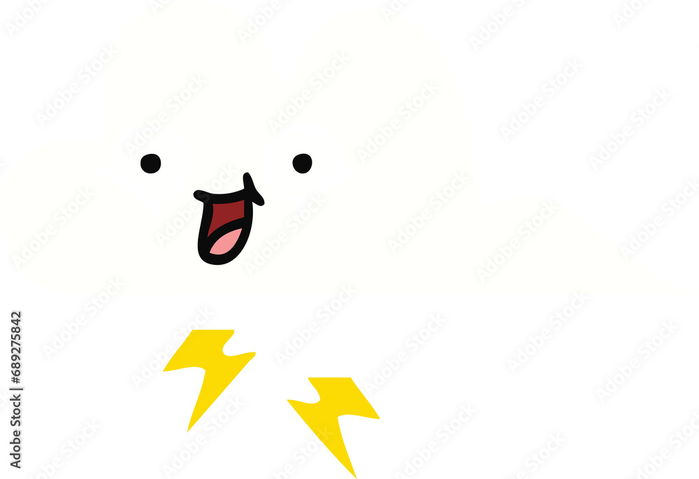flat color retro cartoon of a thunder cloud flat color retro cartoon of a thunder cloud