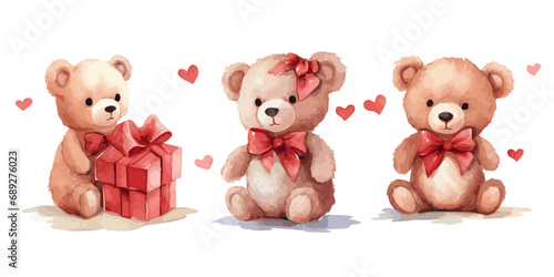 Wallpaper Mural Valentine's Teddy Bears with Hearts vectors Torontodigital.ca