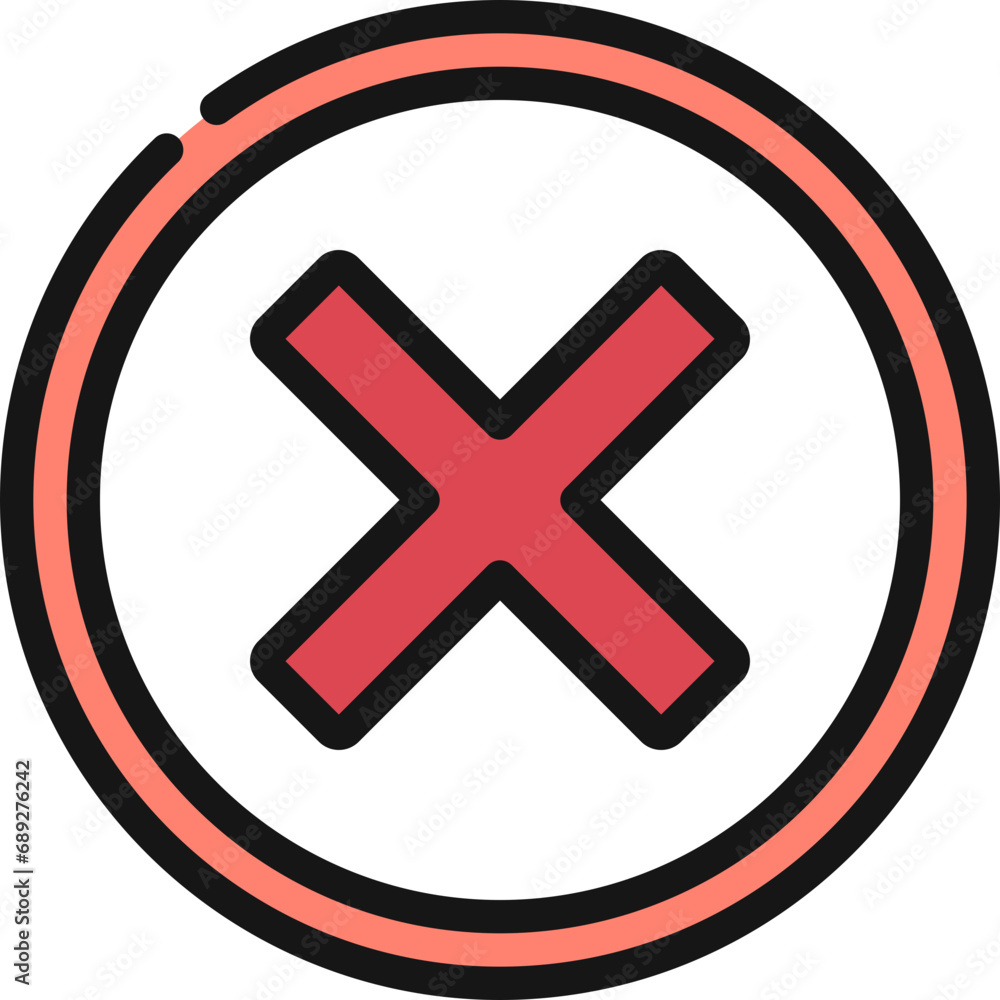 Fototapeta premium Cross In Thick Circle Icon