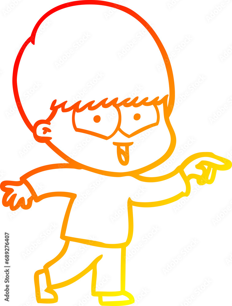 warm gradient line drawing of a cartoon happy boy warm gradient line drawing of a cartoon happy boy