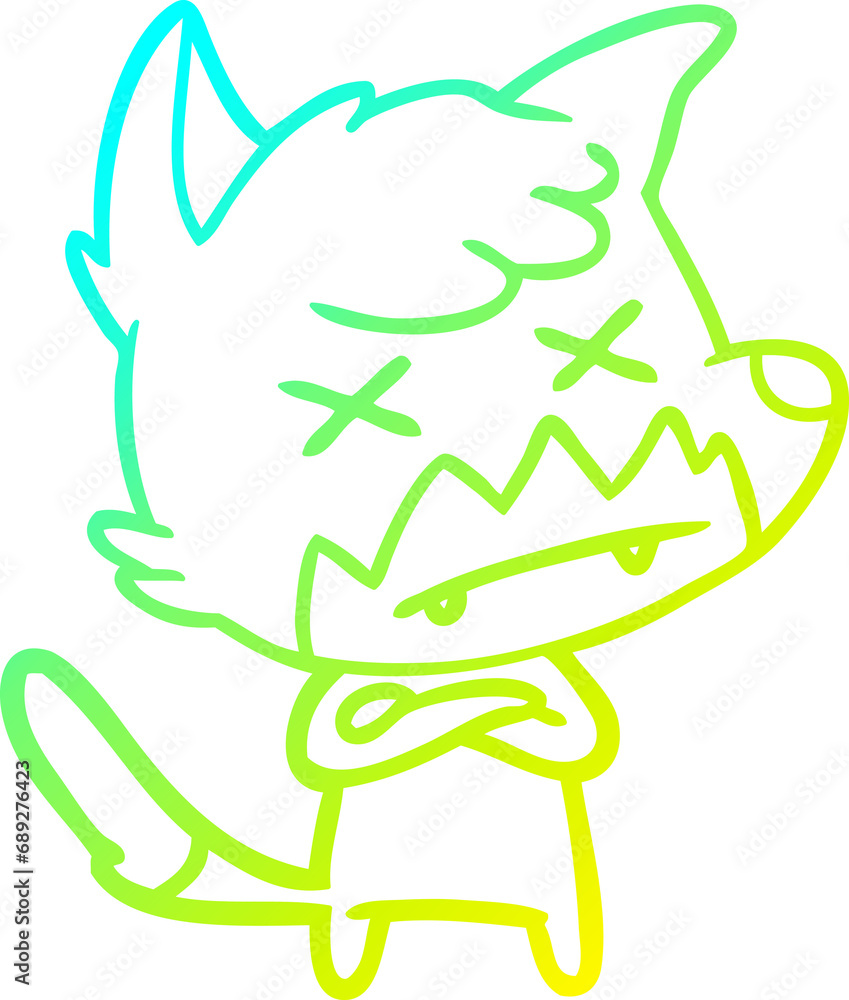 cold gradient line drawing of a cartoon dead fox cold gradient line drawing of a cartoon dead fox
