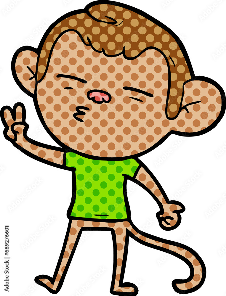 Obraz premium cartoon suspicious monkey