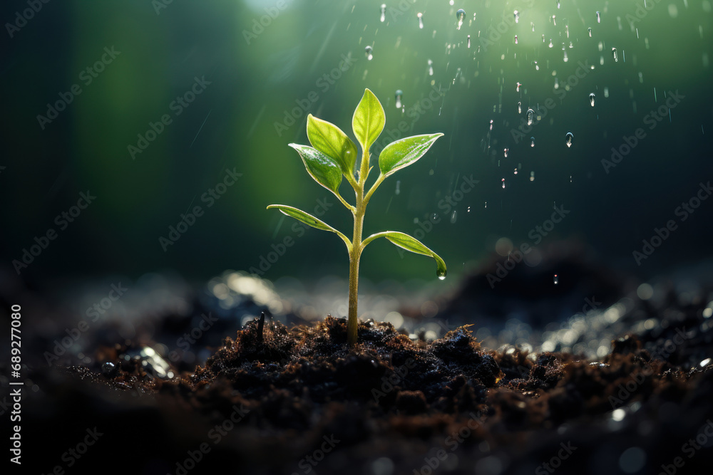 Green shoots that grow from fertile soil. Generative AI. Green shoots that grow from fertile soil. Generative AI.