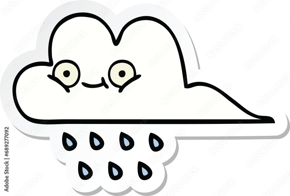sticker of a cute cartoon rain cloud sticker of a cute cartoon rain cloud