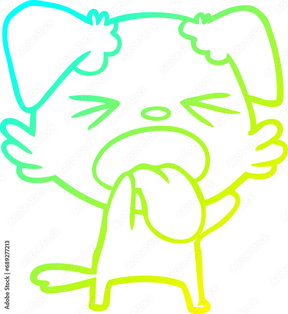 cold gradient line drawing of a cartoon disgusted dog cold gradient line drawing of a cartoon disgusted dog