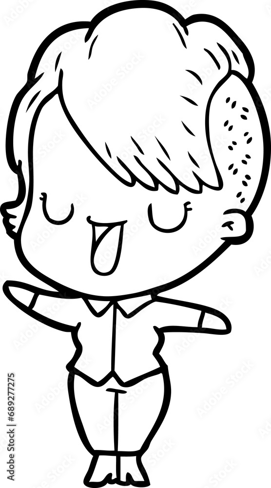 cute cartoon girl with hipster haircut