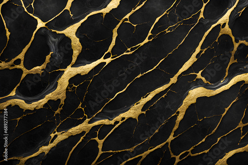 Black marble background with gold stripes