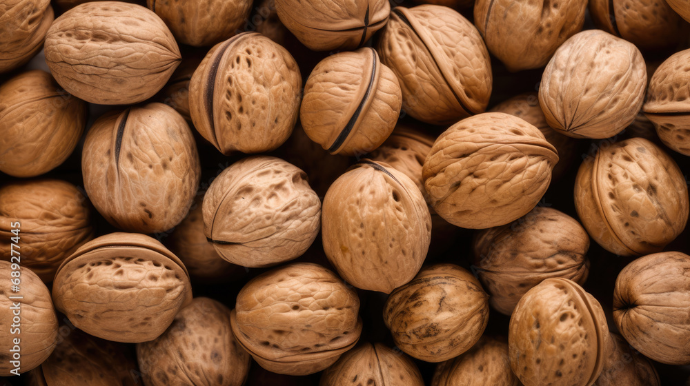 Walnuts. Beautiful background of fresh walnuts for design. View from above. Close-up. Walnuts. Beautiful background of fresh walnuts for design. View from above. Close-up.
