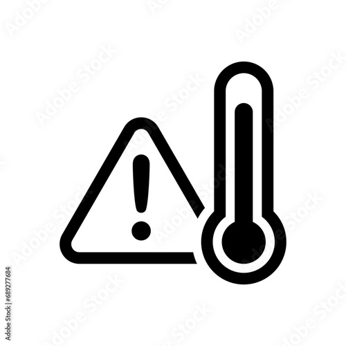 High temperature warning icon. Vector icon isolated on white background.
