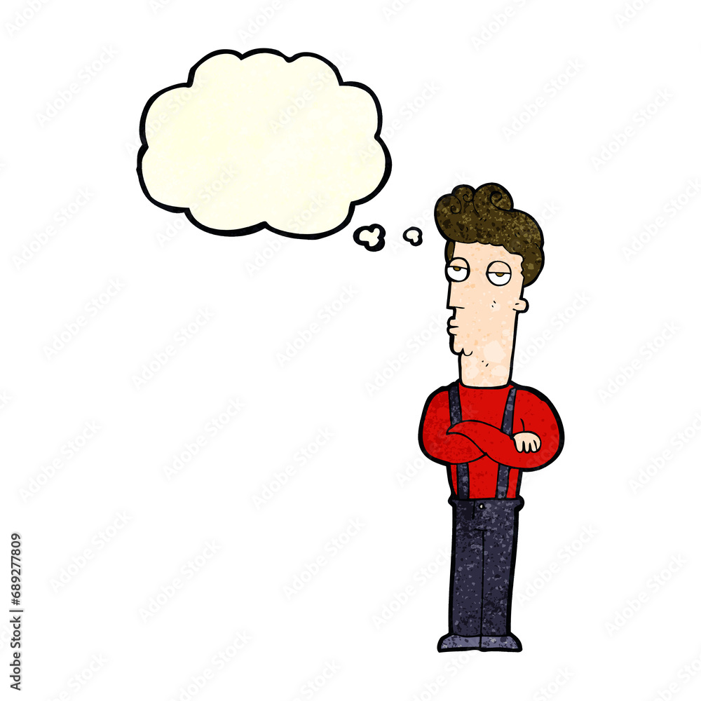 cartoon unimpressed man with thought bubble cartoon unimpressed man with thought bubble