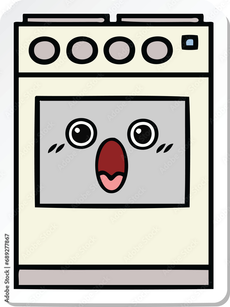 sticker of a cute cartoon kitchen oven sticker of a cute cartoon kitchen oven