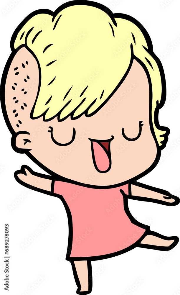 cute cartoon girl with hipster haircut cute cartoon girl with hipster haircut