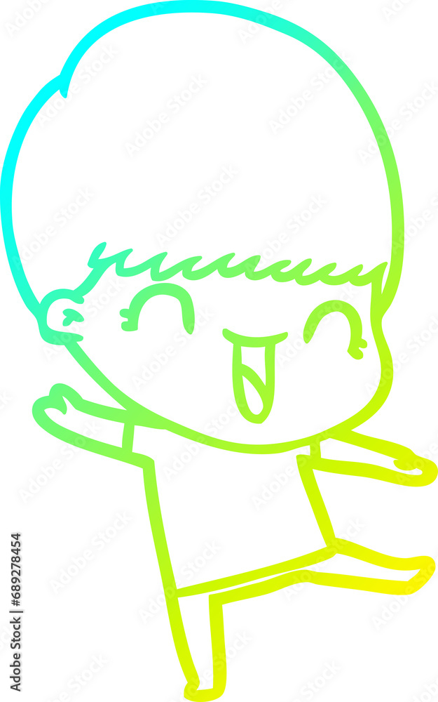 cold gradient line drawing of a happy cartoon boy cold gradient line drawing of a happy cartoon boy