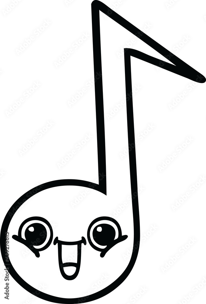 line drawing cartoon of a musical note line drawing cartoon of a musical note