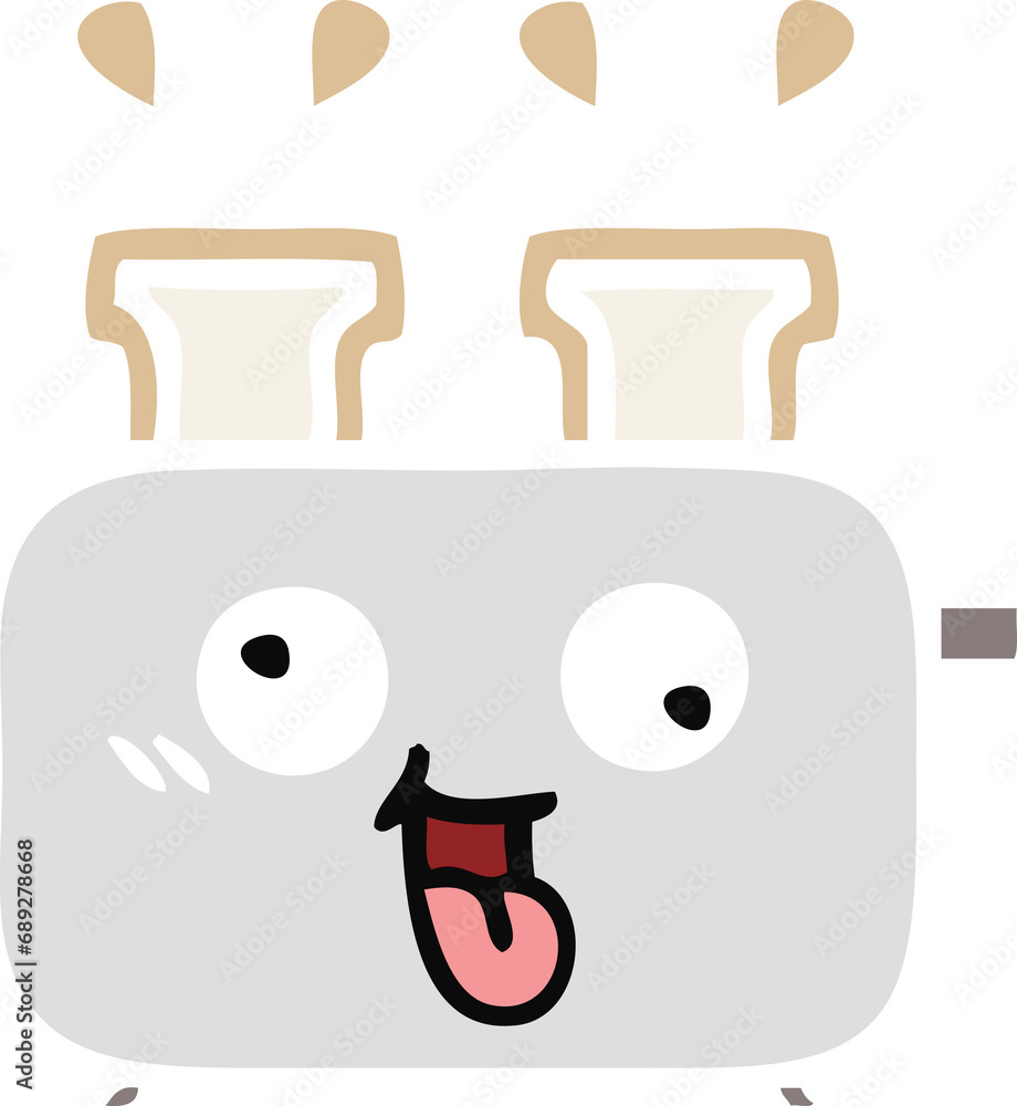 flat color retro cartoon of a of a toaster flat color retro cartoon of a of a toaster