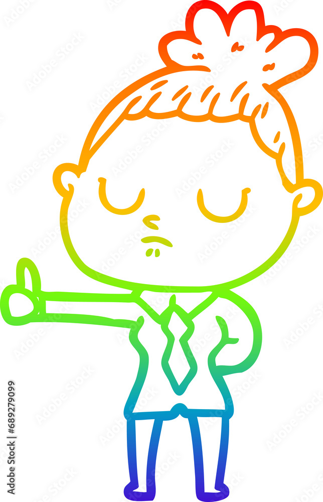 rainbow gradient line drawing of a cartoon calm woman rainbow gradient line drawing of a cartoon calm woman