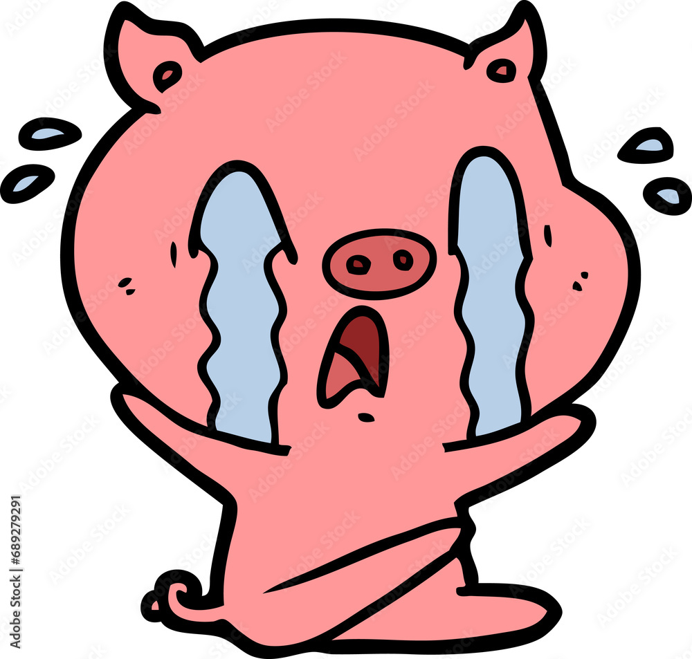 Obraz premium crying pig cartoon