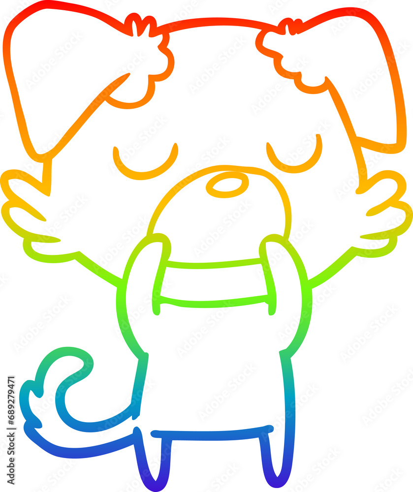 Obraz premium rainbow gradient line drawing of a cartoon dog