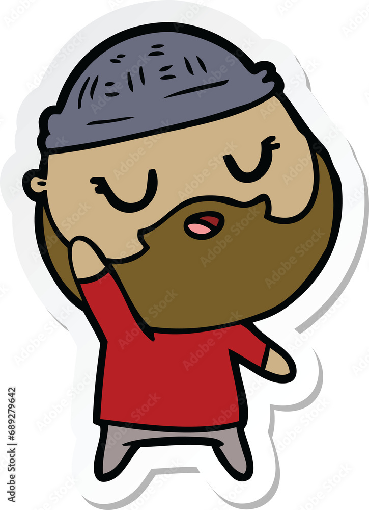sticker of a cute cartoon man with beard