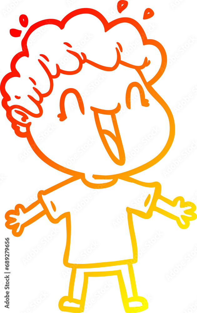 warm gradient line drawing of a cartoon happy man warm gradient line drawing of a cartoon happy man