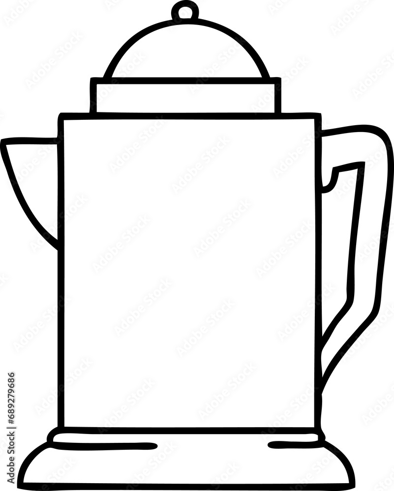 line doodle of an old coffee jug line doodle of an old coffee jug