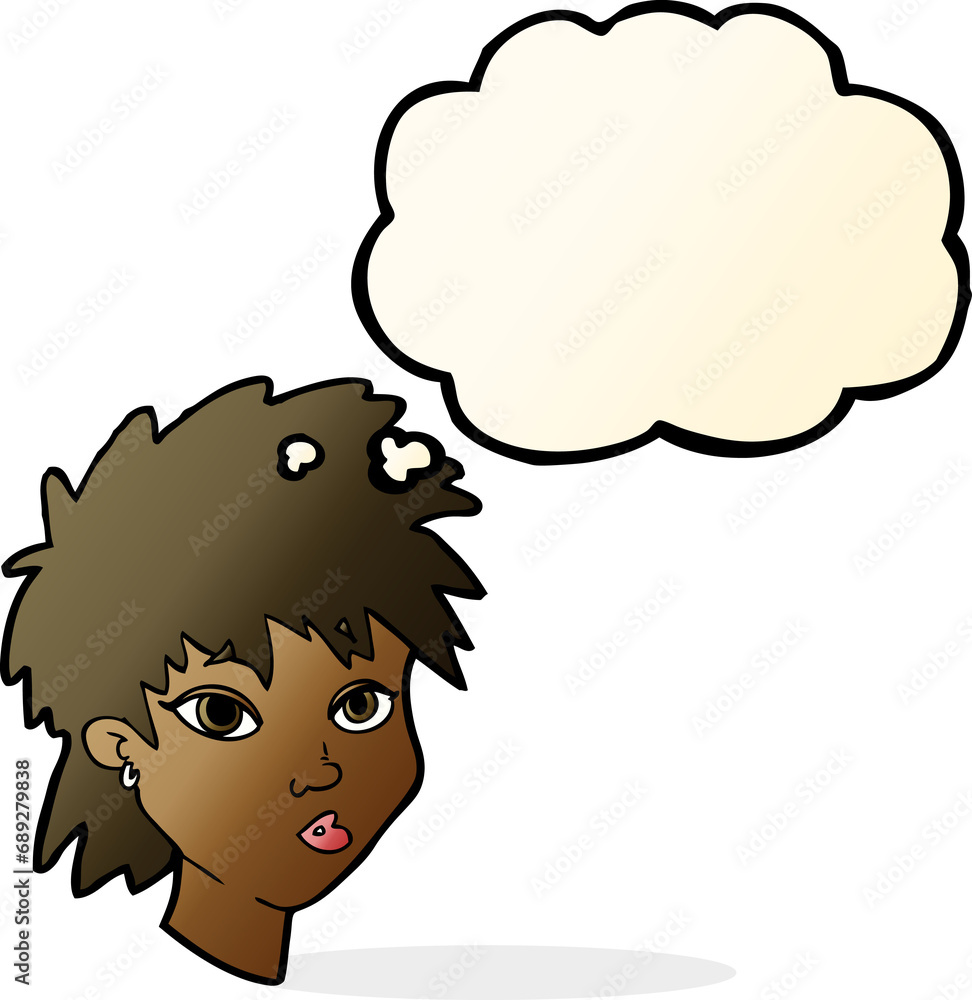 cartoon curious girl with thought bubble cartoon curious girl with thought bubble