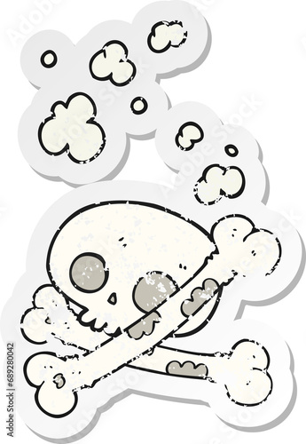 retro distressed sticker of a cartoon old pile of bones
