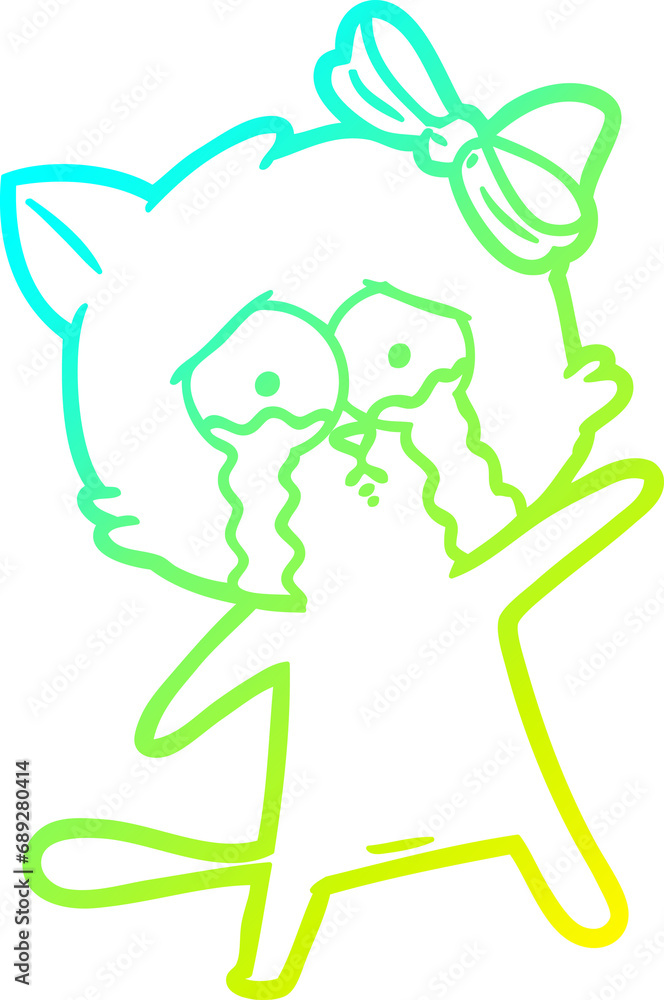 cold gradient line drawing of a cartoon cat cold gradient line drawing of a cartoon cat