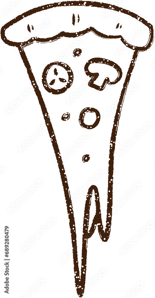 Fototapeta premium Pizza Slice Charcoal Drawing