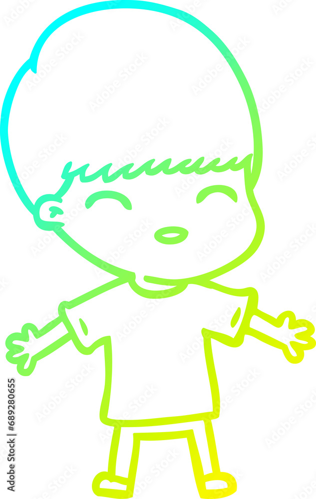 cold gradient line drawing of a happy cartoon boy cold gradient line drawing of a happy cartoon boy
