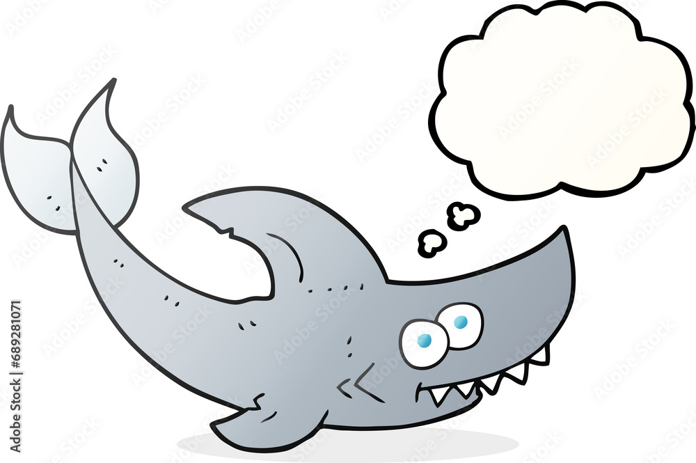 Fototapeta premium freehand drawn thought bubble cartoon shark