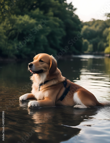 Obraz na płótnie dog in the river