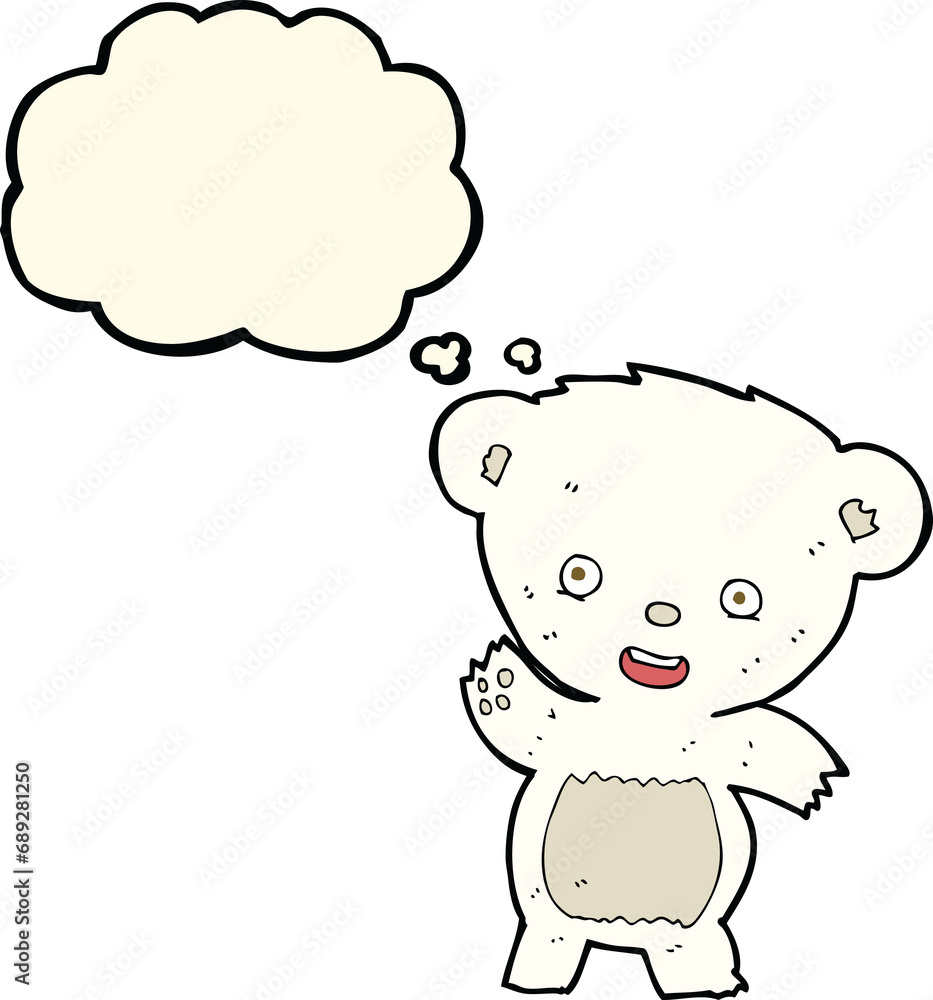 cartoon waving polar bear with thought bubble cartoon waving polar bear with thought bubble