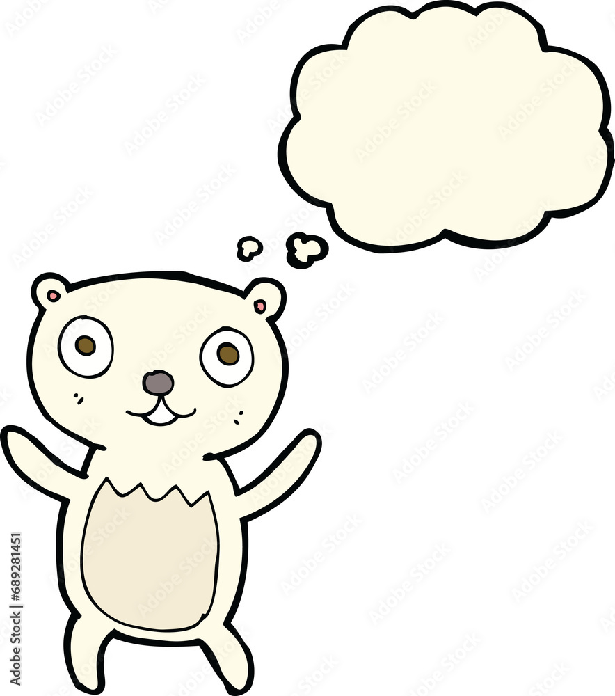 cartoon polar bear cub with thought bubble cartoon polar bear cub with thought bubble