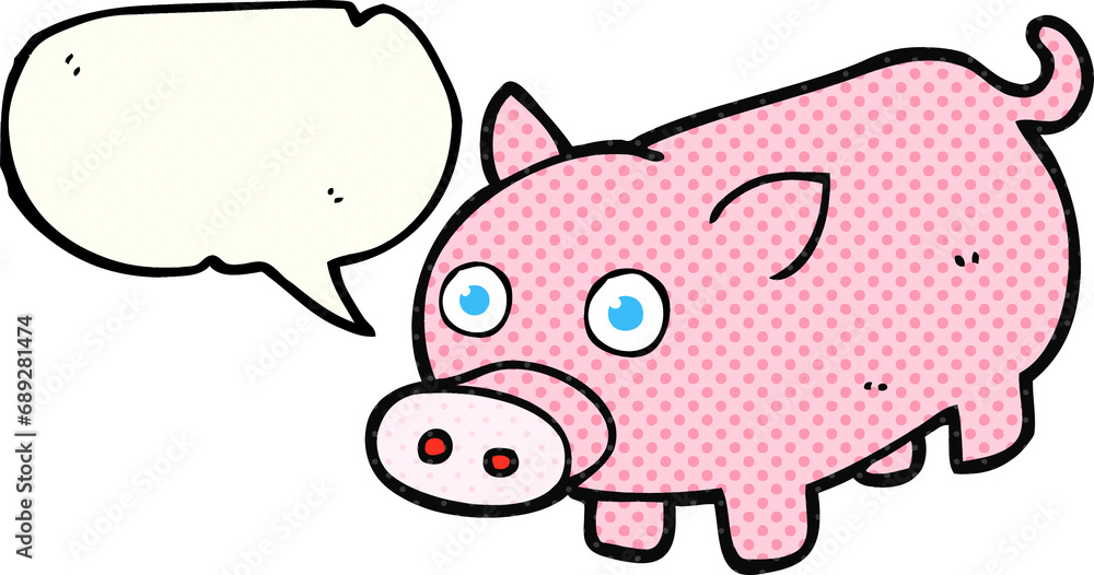 freehand drawn comic book speech bubble cartoon piglet freehand drawn comic book speech bubble cartoon piglet