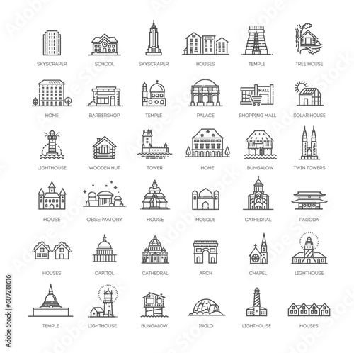 Set of type of houses icons