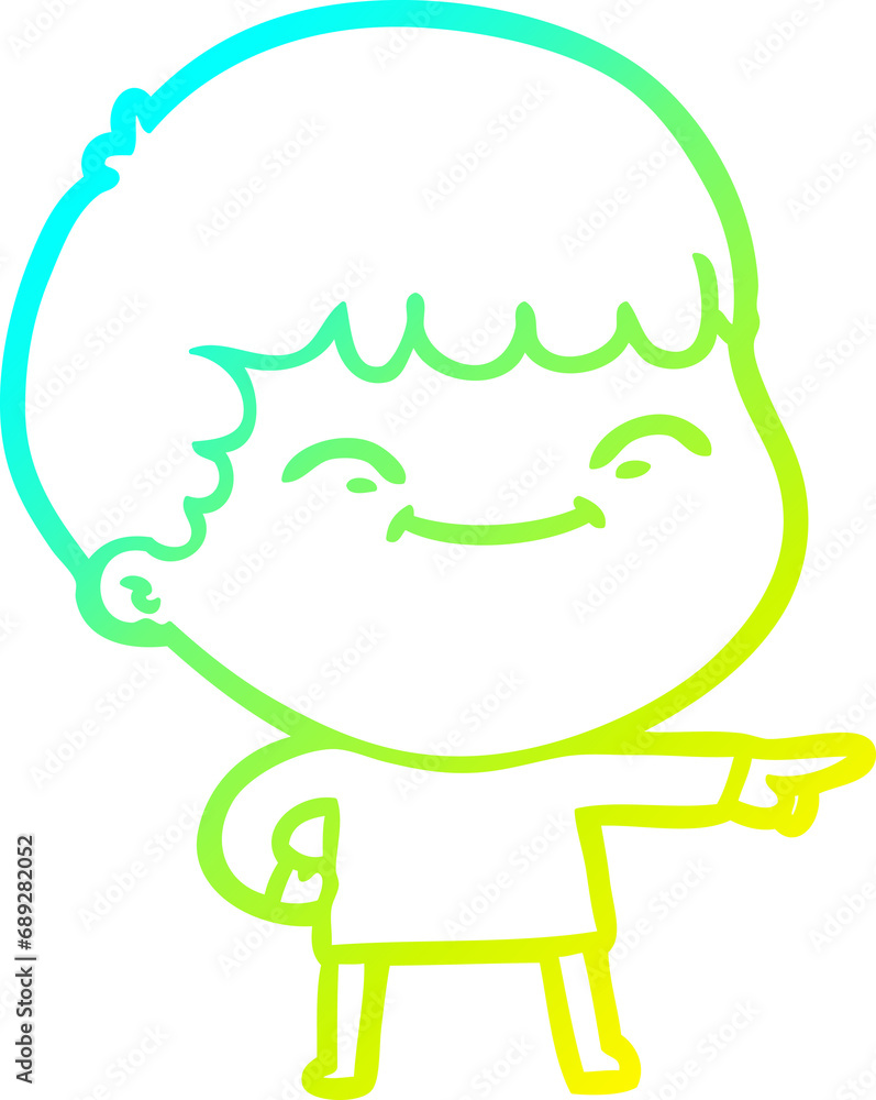 cold gradient line drawing of a cartoon happy boy cold gradient line drawing of a cartoon happy boy