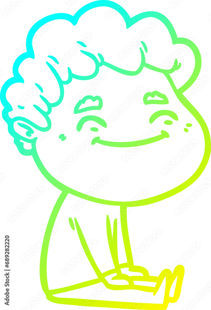 cold gradient line drawing of a cartoon friendly man cold gradient line drawing of a cartoon friendly man