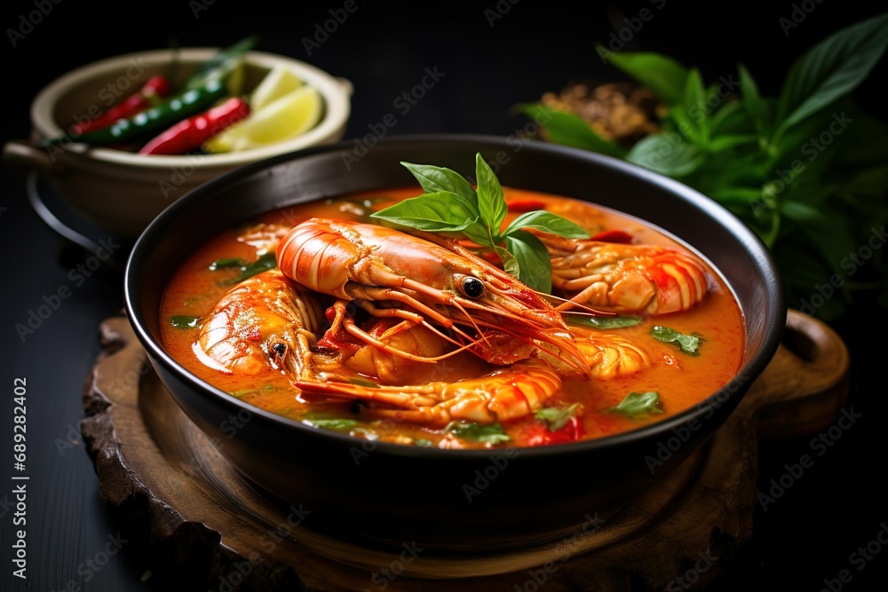 Thai curry with fried shrimp and spice Thai curry with fried shrimp and spice