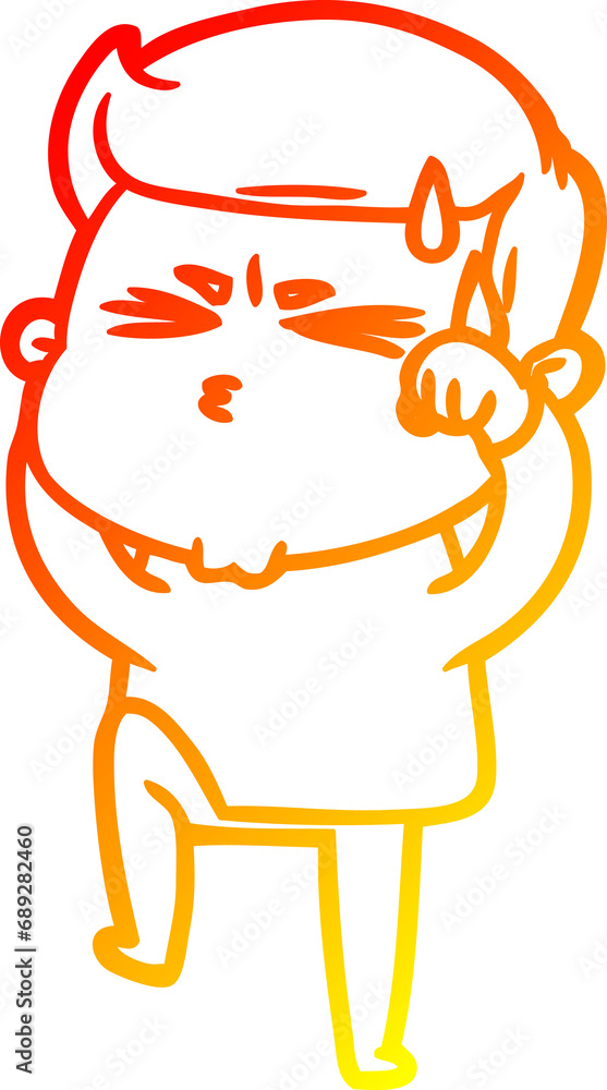 Fototapeta premium warm gradient line drawing of a cartoon man sweating
