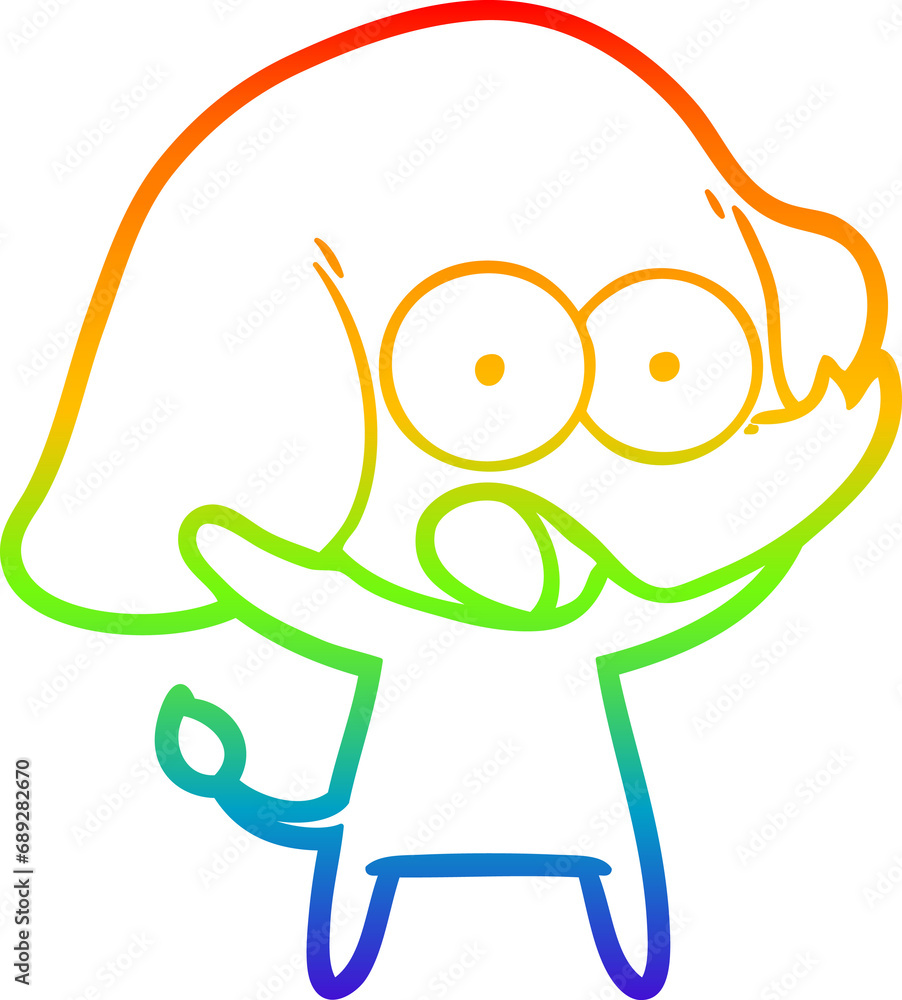 rainbow gradient line drawing of a cute cartoon elephant rainbow gradient line drawing of a cute cartoon elephant