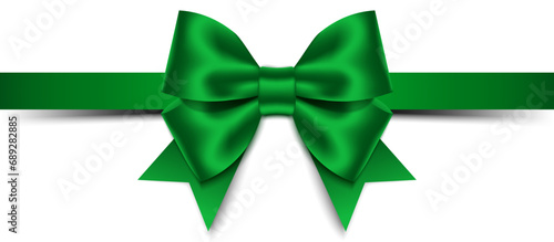 Green bow and ribbon. Vector illustration (ID: 689282885)